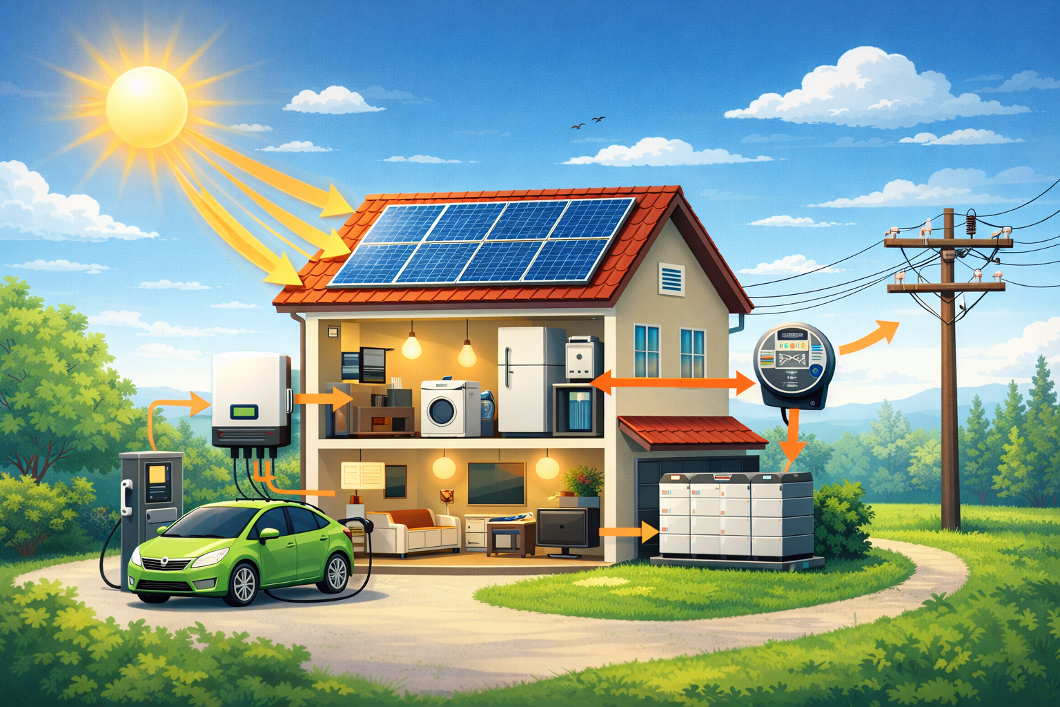 cómo funciona un sistema solar en una casa